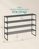 SONGMICS 4-Tier Shoe Rack, Narrow Shoe Storage Organiser, Metal Storage Rack, for Hallway, Living Room, Closet, Space-Saving, Stackable