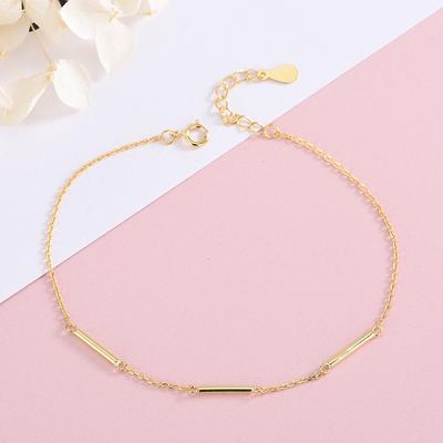 S925 Silver Korean Version Glossy Design Round Tube Bracelet Feminine Cool Style Simple Bestie Bracelet