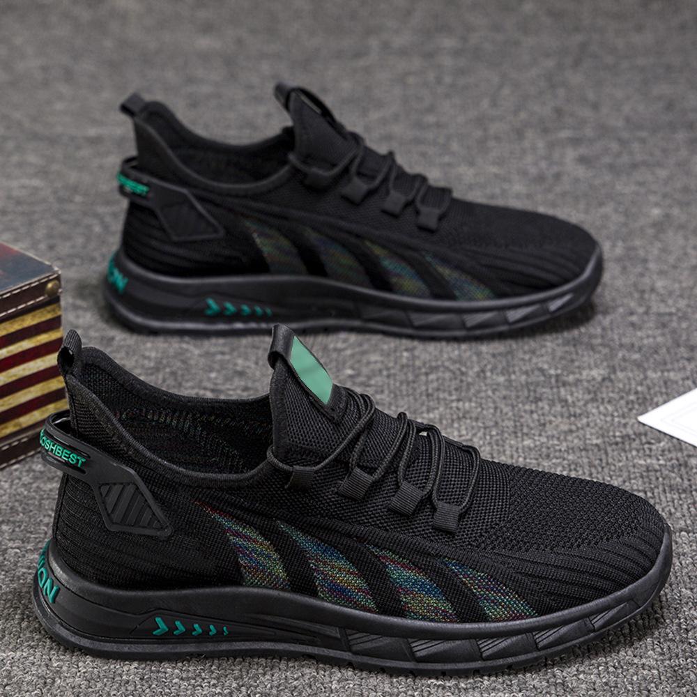 Men's shoes spring and autumn sports shoes fly-woven breathable casual shoes men's travel shoes men's running cross-border