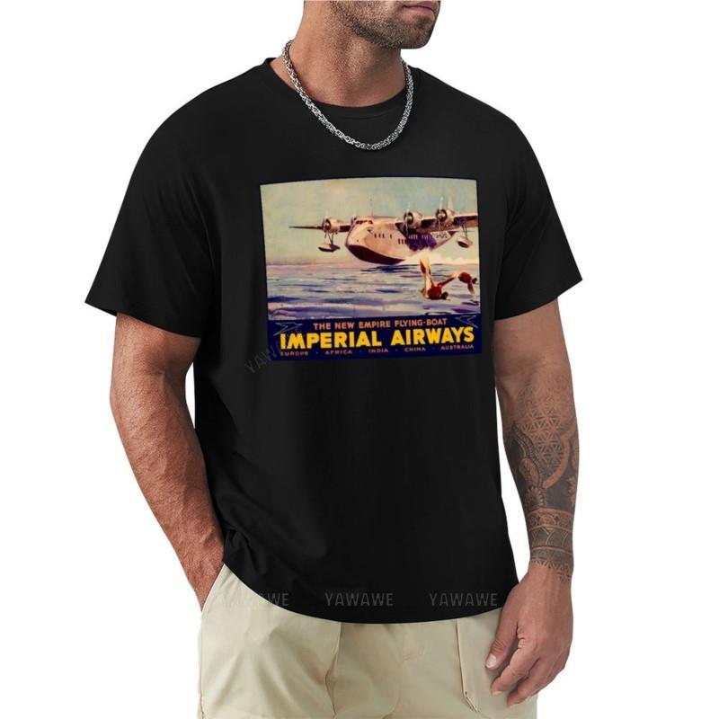 IMPERIAL AIRWAYS : Flugboot Reise Werbung Druck T-Shirt schwarzes T-Shirt Grafik T-Shirt Kleidung für Männer