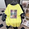 Women's Plus Size Slimming Loose Mid-Length Short-Sleeve T-Shirt (Round Neck, Sizes 200/300/350 Jin) - Style 1079