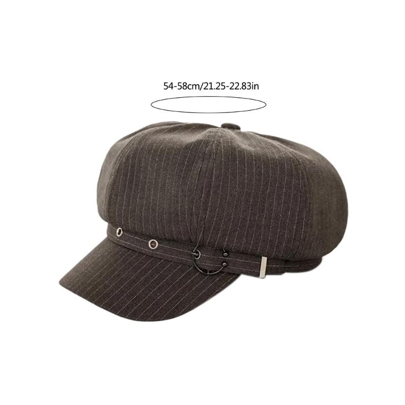 Spring Beret Hat Woman Commutes Octagonal Hat Camping Taking Photo Beret Hat with Metal Fastening for Girlfriend