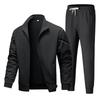 Men's Casual And Fashionable Long-sleeved Lapel Solid Color Zipper Jacket Long Pants Sportswear Set