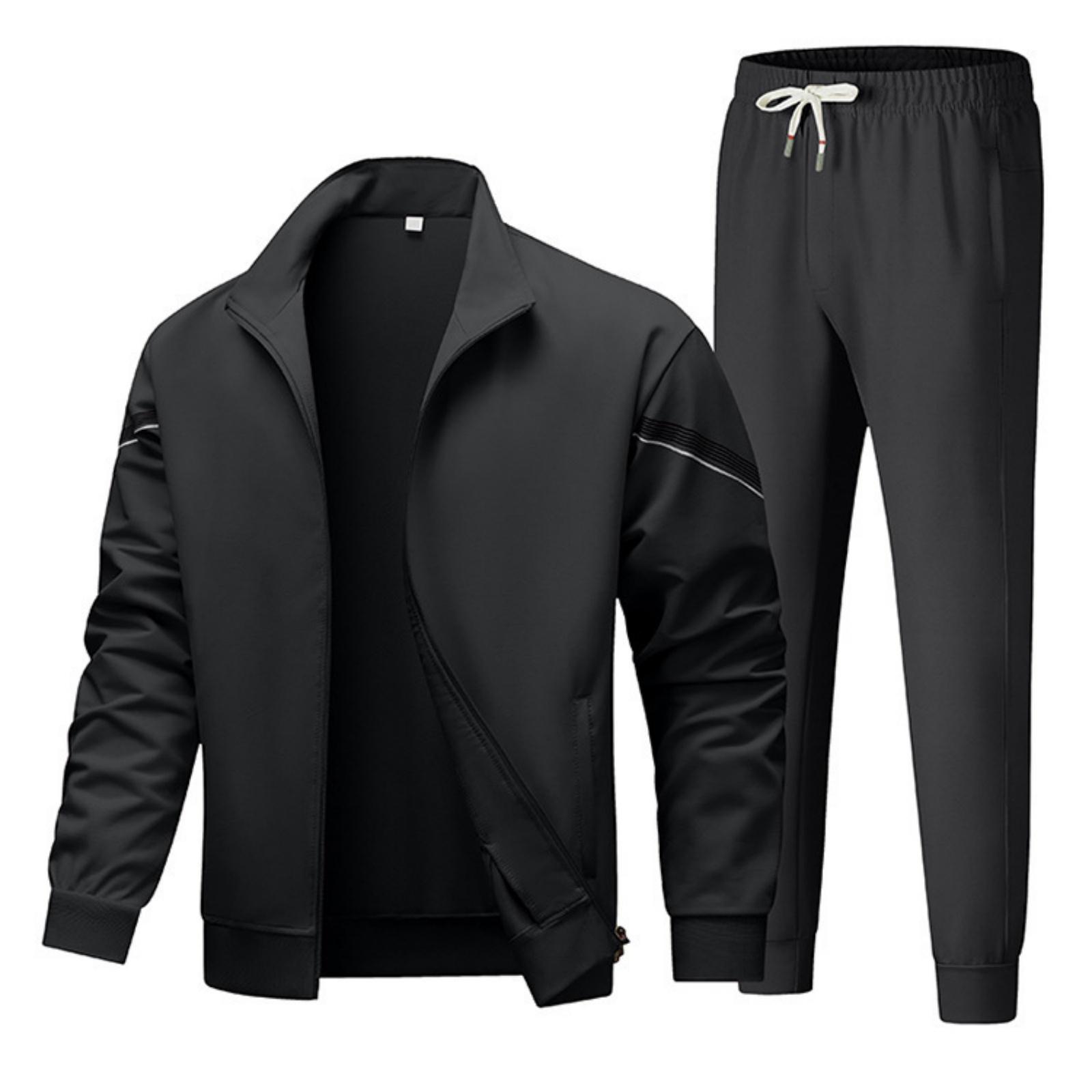

Men s Casual And Fashionable Long,sleeved Lapel Color Zipper Jacket Long Pants Sportswear Set XXXXL