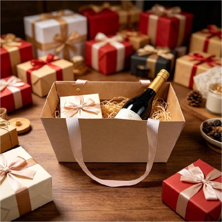 10 Stück Kraft Leerer Geschenkkorb mit Henkel Geschenkkorbverpackung für Weihnachten Hochzeit Abschlussfeier Valentinstag Thanksgiving