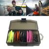 61Pcs Fish Lures Soft Artificial Lures for Fishing Trout Ribbon Lures Soft Colorful Fork Tail Swimbaits with Crank Hook