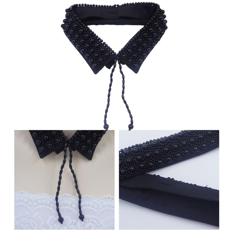 Adjustable Artificial Pearls Detachable Collar For Women Elegant Neckwear Decorative Collar Accessory With Laceup Tied