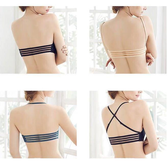 Unsichtbarer BH, trägerloser BH, geraffter Stütz-Slip, rutschfeste Hochzeitsunterwäsche, umwickelte Brust