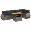 7 Piece Garden Sofa Set with Cushions Grey Poly Rattan