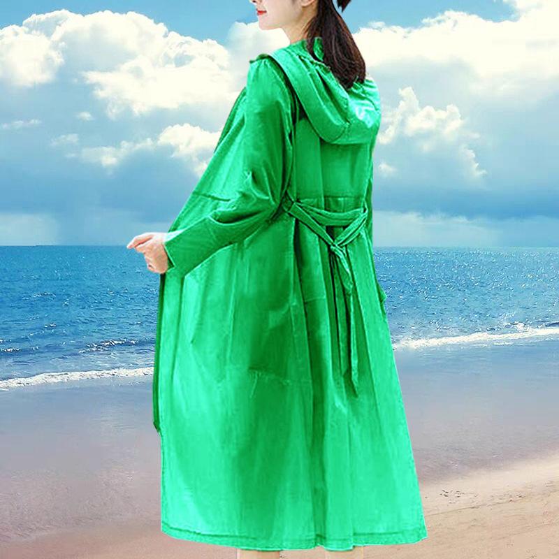 Sunscreen Clothing Women's Summer Long Korean Version of The Loose and Thin Super Fairy Outdoor Hooded Cardigan Sunscreen Clothing Thin Jacket
