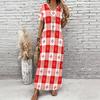 Women Plus Size V Neck Short Sleeve Beige Brown Printed Straight Maxi Dress