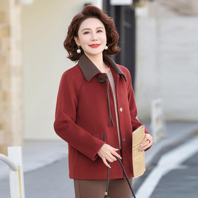 

Женские куртки для среднего возраста Весенние и осенние пальто Китайский стиль Лацкан Женские топы XL