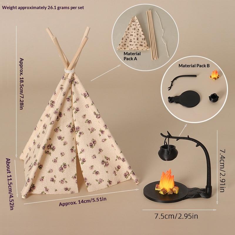 1:12 Scale Camping Tent Model Decoration Simulated Outdoor Tent Ornament Miniature Scene Accessories Doll Small Tent Toy