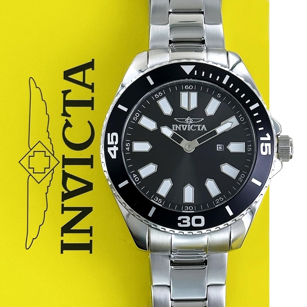 Watch 50m Waterproof Pro Diver Black Dial Big Case Silver Stainless Steel Invicta [Invicta] Men's IN-46883 [Item]