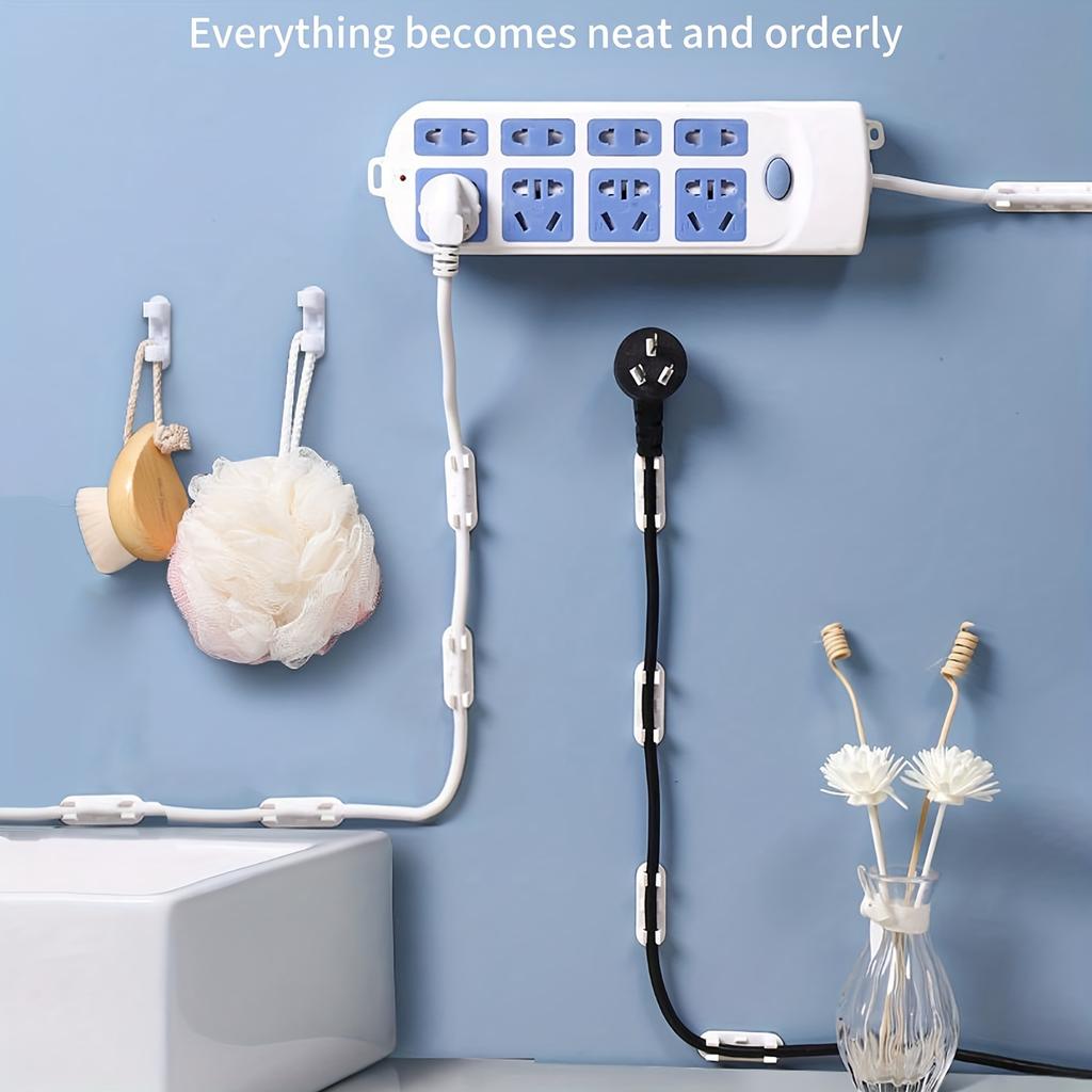 40pcs Adjustable Cable Clips - Sticky Wire Organizers for TV,PC & Ethernet Cords, Under Desk & Wall Cord Management,Organization