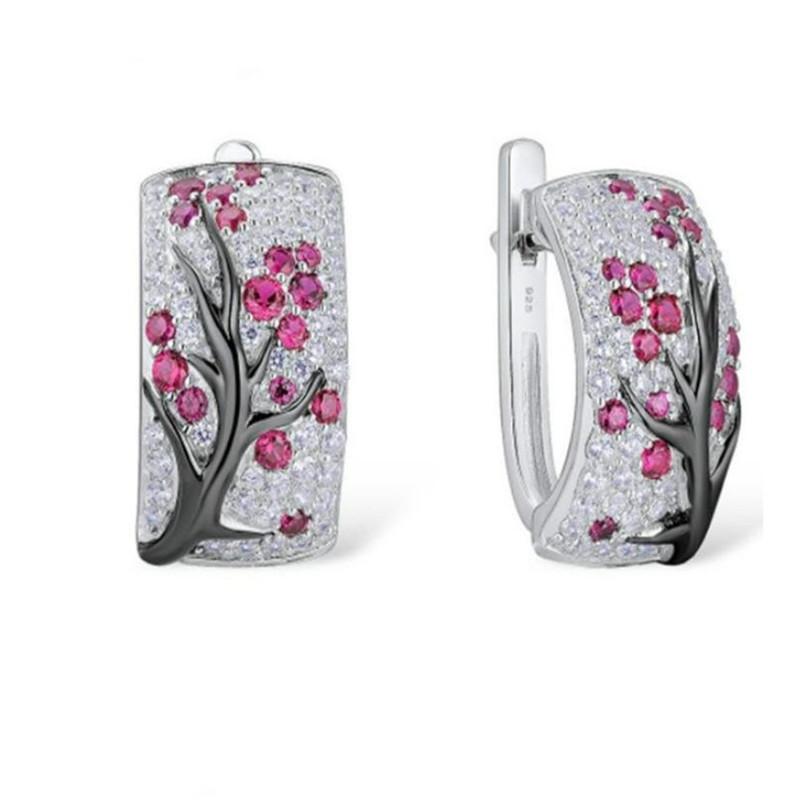 Top Quality 925 Sterling Silver Earrings for Women Jewelry Fashion Zircon Flower Girls Hoop Earrings Accessories Female