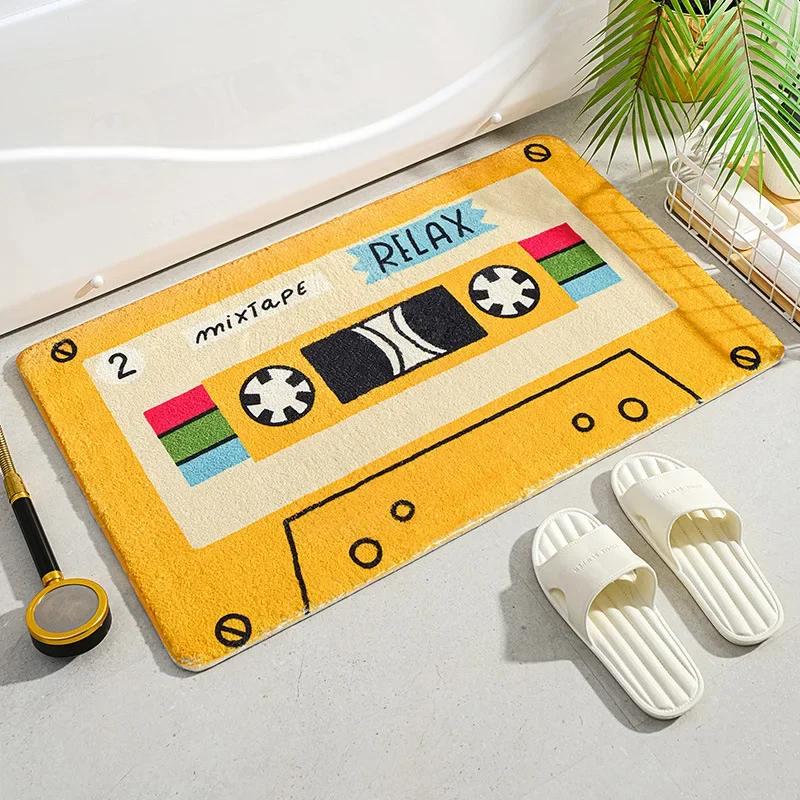 Kazetové hudební pásky Rohožky Retro Klasická Koupelnová Rohožka Domácí Koberec Protiskluzový Koberec Ložnice Toaleta Koupelna Kuchyňské Rohožky Na Podlahu