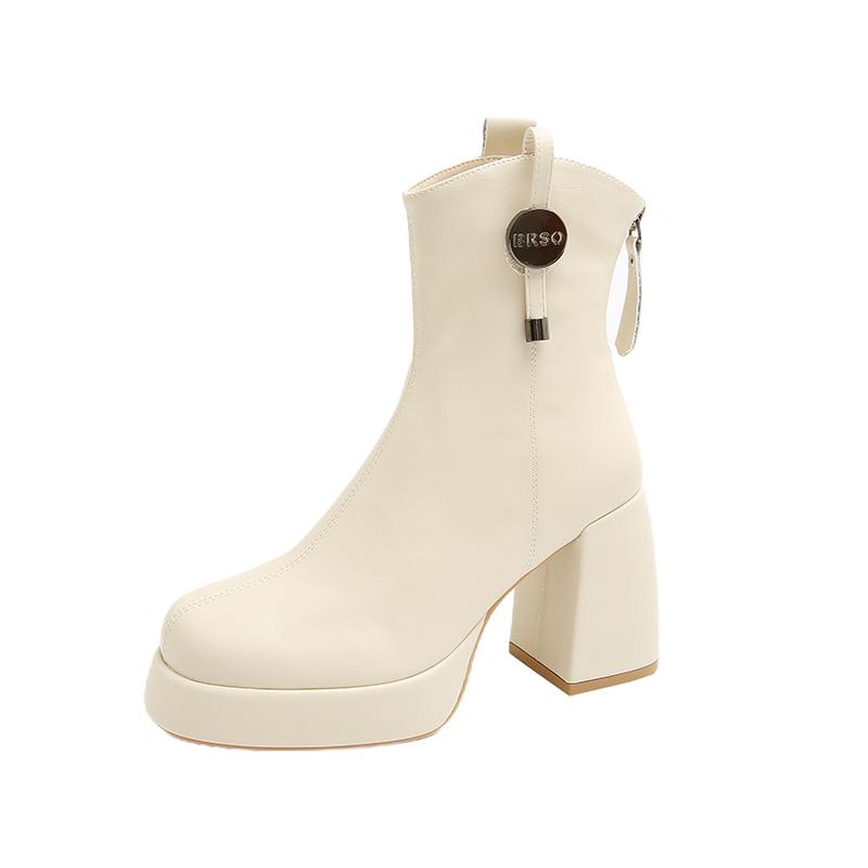 Modische Stiefel für Damen Rutschfester Blockabsatz Winter Einfarbig Neu 2024 Hohe Qualität Mode Outdoor Verschleißfest Damen Stiefeletten