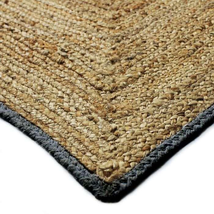 Tapis - THE DECO FACTORY - FUNNY JUTE RECTANGLE BANDE - 160x230 cm - 80% jute/20% coton - Bande gris foncé