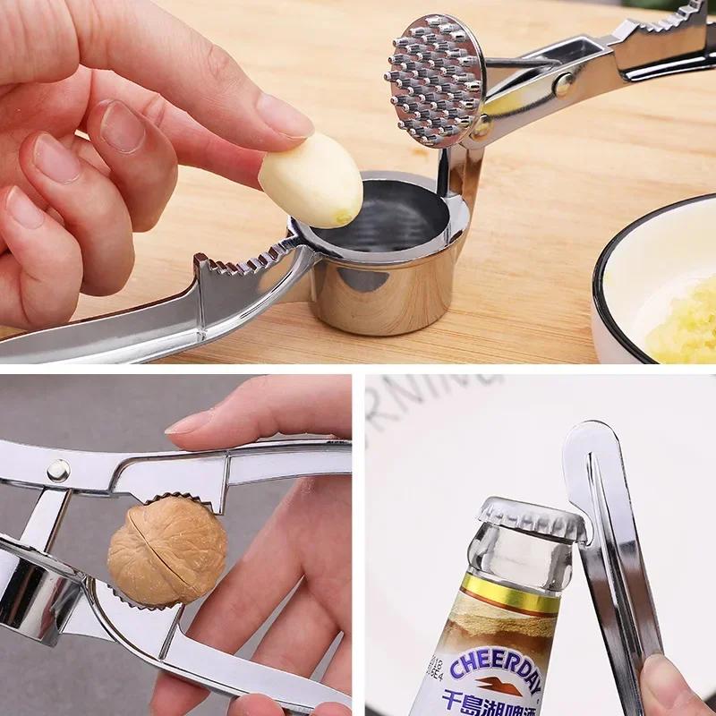 Multifunction Garlic Press Walnut Crusher Ginger Squeezer Lid Opener Ginger Mincer Masher Kitchen Gadgets and Accessories