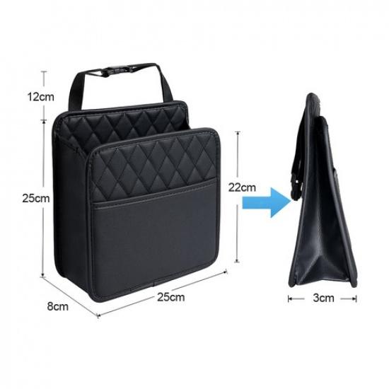 Portable PU Leather Hanging Multifunction Car Seat Storage Bag Auto Accessories