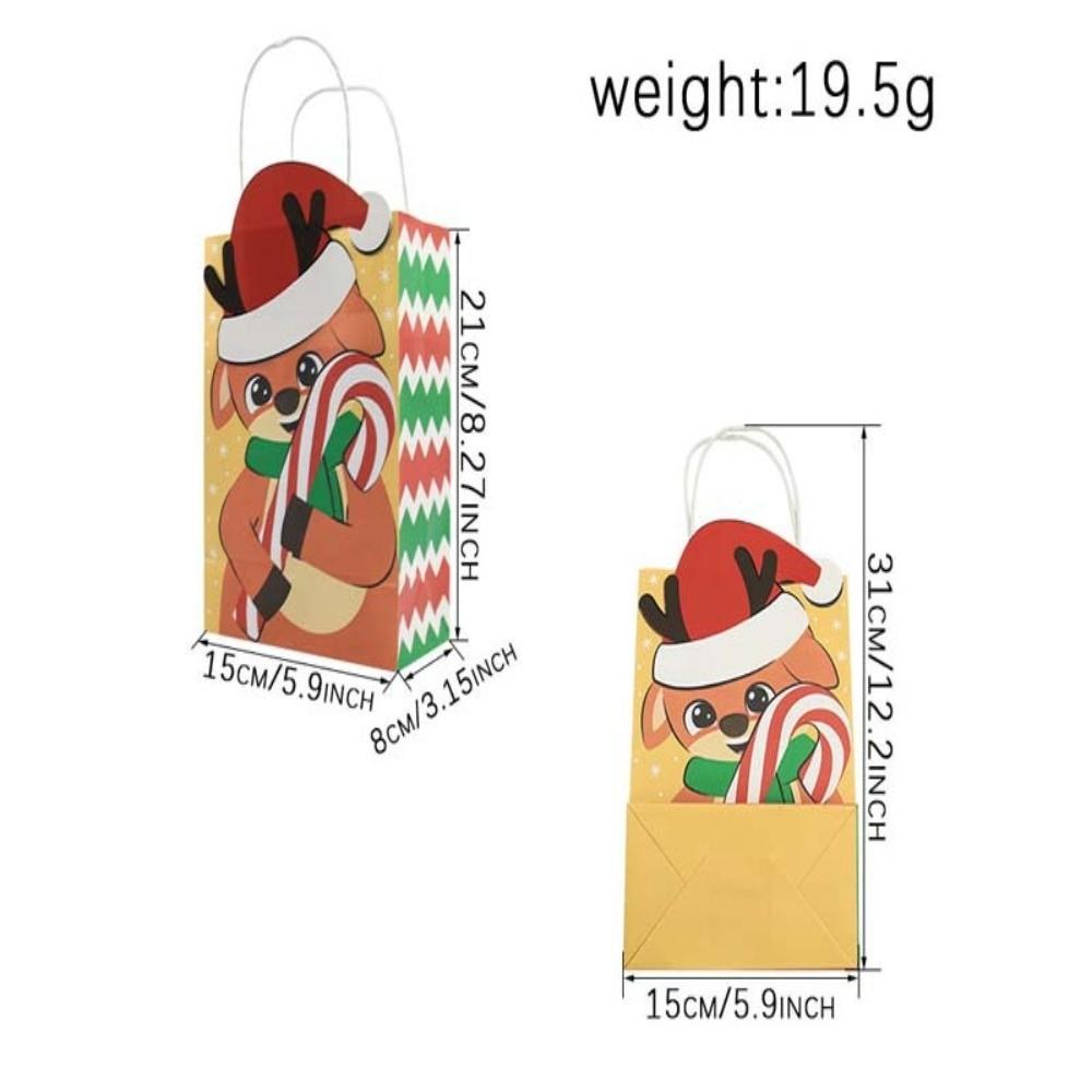 6pcs 3D Design Xmas Gift Bags Kraft Material Christmas Goody Bags  Christmas Holiday