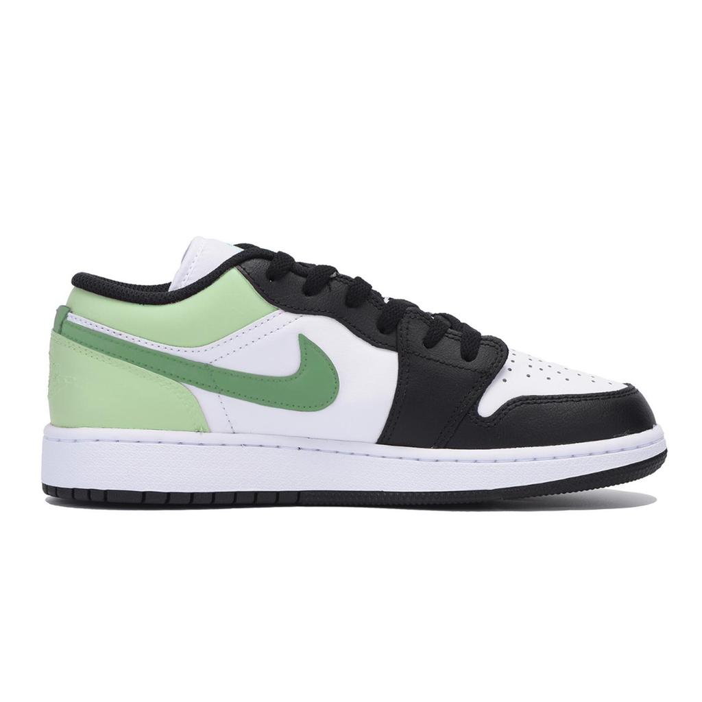 Jordan Air Jordan 1 Puppy Fragment Slip Resistant Abrasion Resistant Low Top Vintage Basketball Shoes Men's Black Green 553558-131(Team85-)