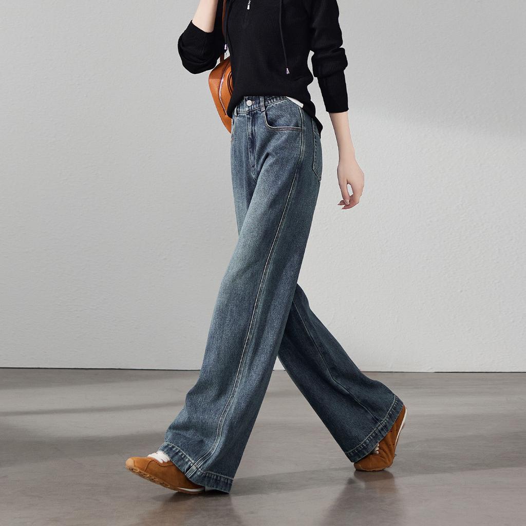Cotton High-Waisted Wide-Leg Jeans for Women