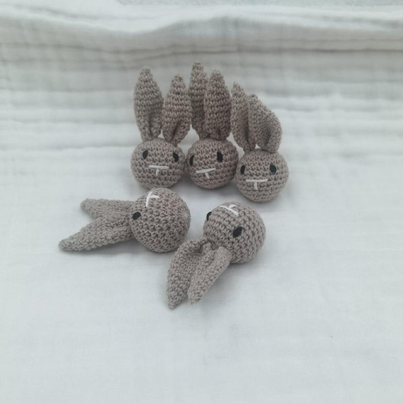 5pc Crochet Beads Animal Rabbit  Chewable Beads DIY Wooden Teething Knitting Beads Jewelry Crib Sensory Toy Baby Teether