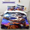 Son Goku Pattern Bedding Quilt Set Quilt Cover Pillowcase Home Birthday Gift(1 * Duvet Cover + 2 * Pillowcase, Without Core)
