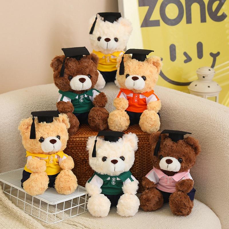 Bai Fen Bai Dolls And Toys Light/Brown/Blue Doctor Bear Teddy Bear Doll Plush Toy Teddy Bear Hug Bear Doll Graduation Memorial Gift