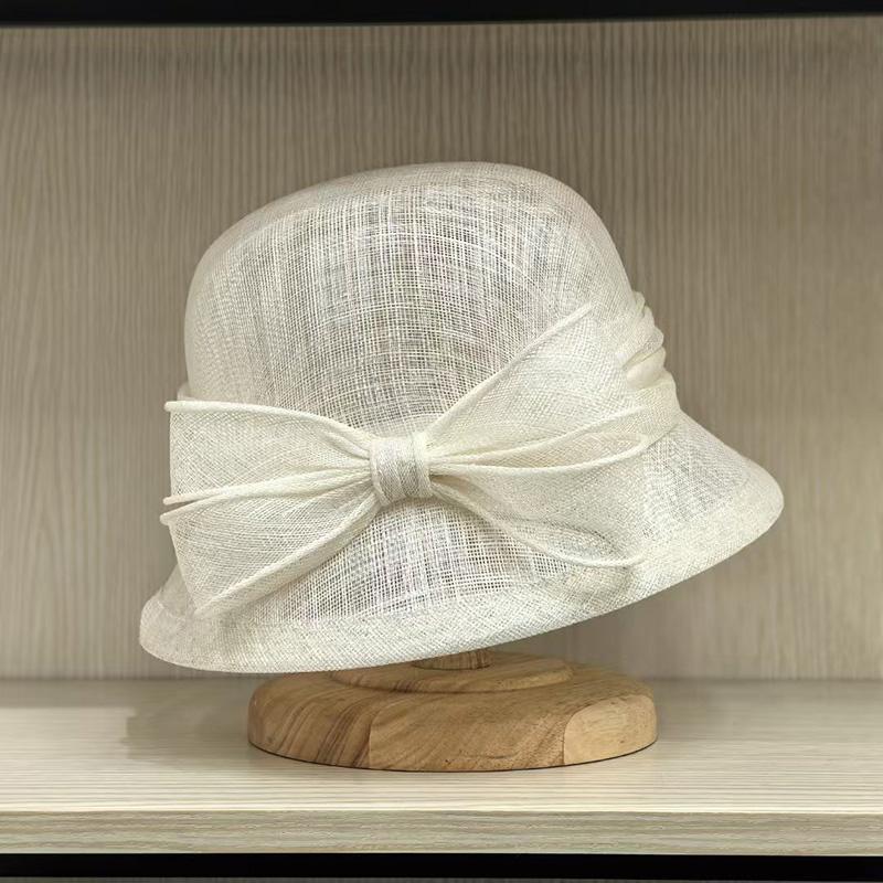 2025 Neue Frühling/Sommer Mode Leinen Material Fischer Eimerhut Schmetterlingsknoten Dekoration Fedora Hut Elegante Qualität Sonnenhut