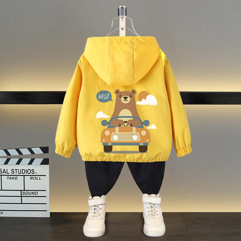 Spring and Autumn Girls Long Sleeved Zippered Cartoon Dinosaur Hooded Windproof Coat Top Children's Wear Jacket Baseball Jacket Models Boys and Girls