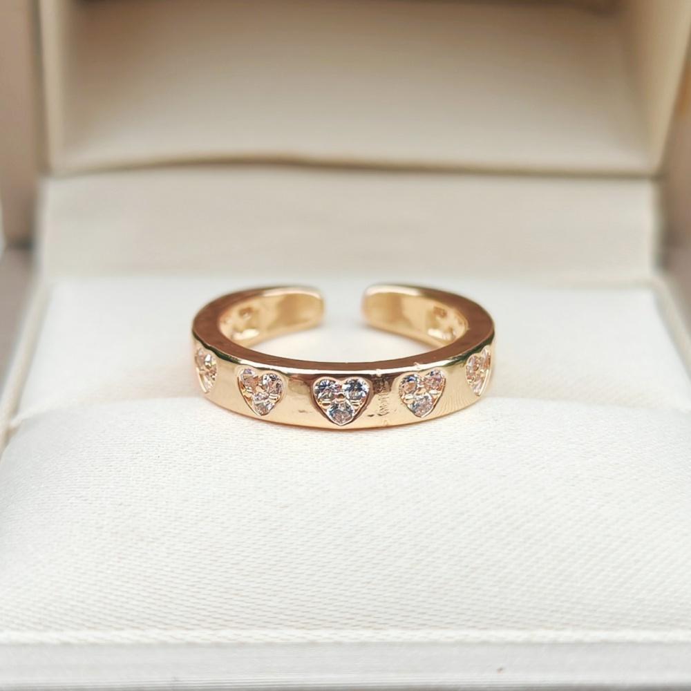 1 Piece Fashion Colorful Zircon Heart Shape Opening Adjustable Rings for Women Stackable Ring Jewelry Wedding Party Accessories