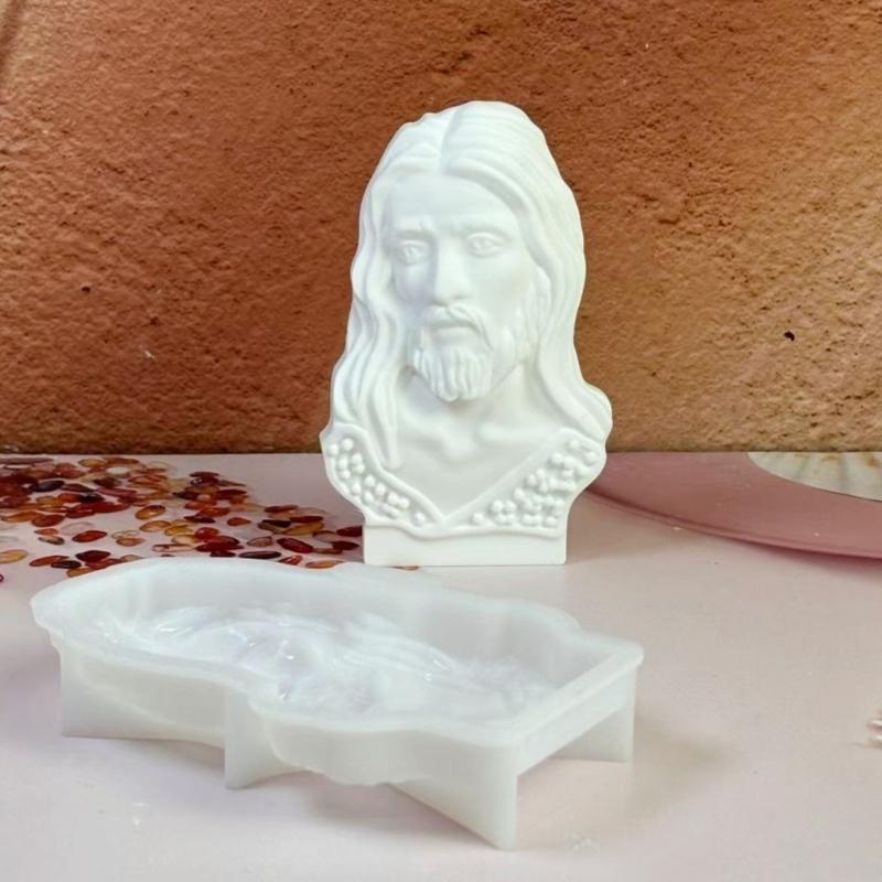 Artistic Holy Father Bust Statue Silicone Casting Mold Cement Gypsum Sculpture DIY Project Supplies Religious Mould