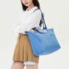 Longchamp Snap Zipper Closure Canvas Tote Shopping Bag Women tote Blue 1899919P82