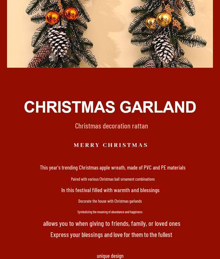 2025 Christmas Encrypted Rattan Wreath Hanging Ornaments for Door & Wall with Snow Scene Decor