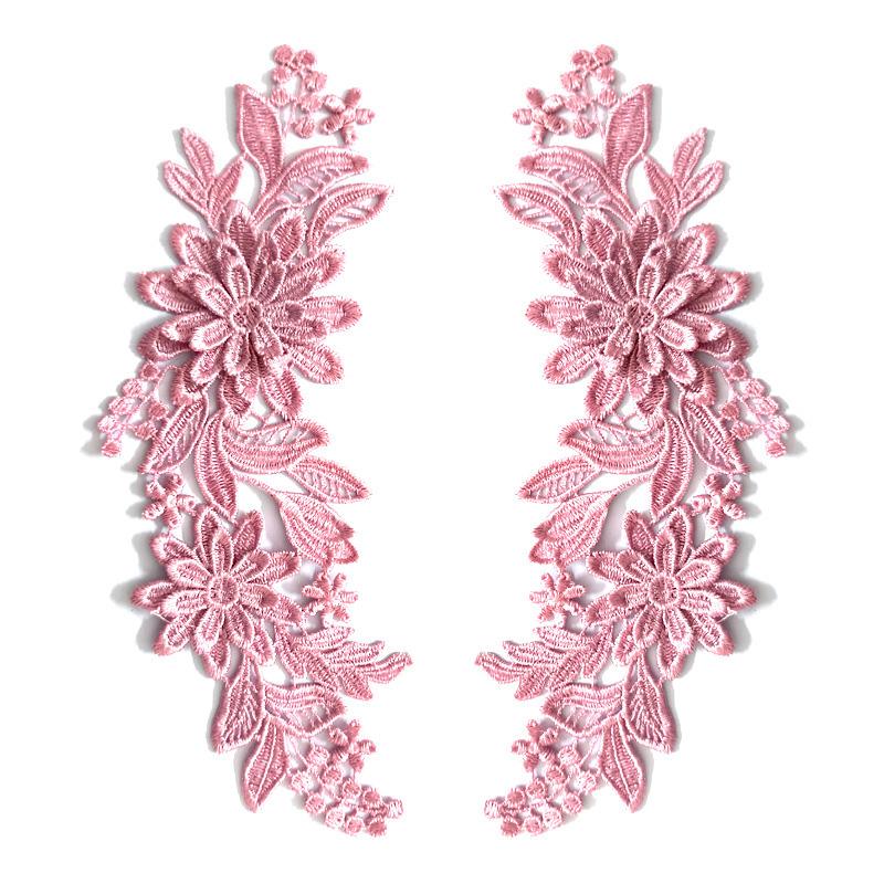 1 Paar Geborduurde Applicaties 3D Bloem Applicatie Voor Kleding Tas Kant Bloem DIY Hol Prachtige Badges Accessoires 23X8cm