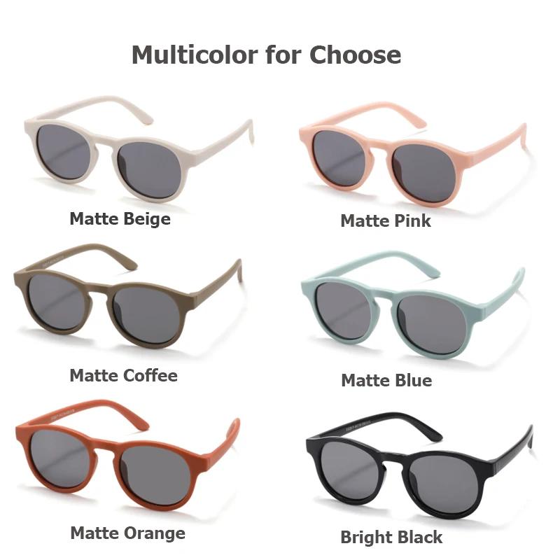 Kids Round Polarized Sunglasses for Boys Girls TPEE Unbreakable Flexible Frame UV400 Protection Age 3-10