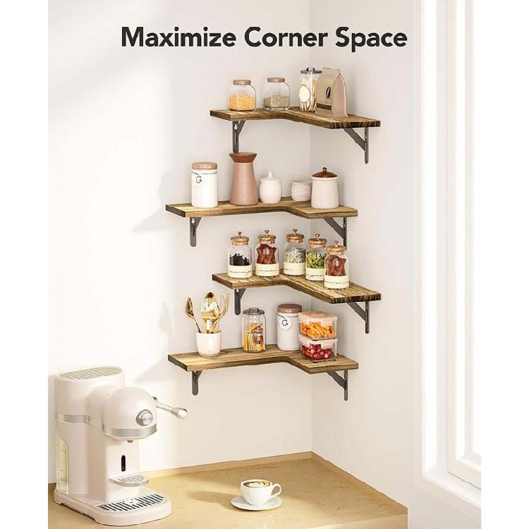 Versatile Corner Floating Shelf Versatile Corner Floating Shelf Wood Rack for Bathroom Kitchen Bedroom Storage