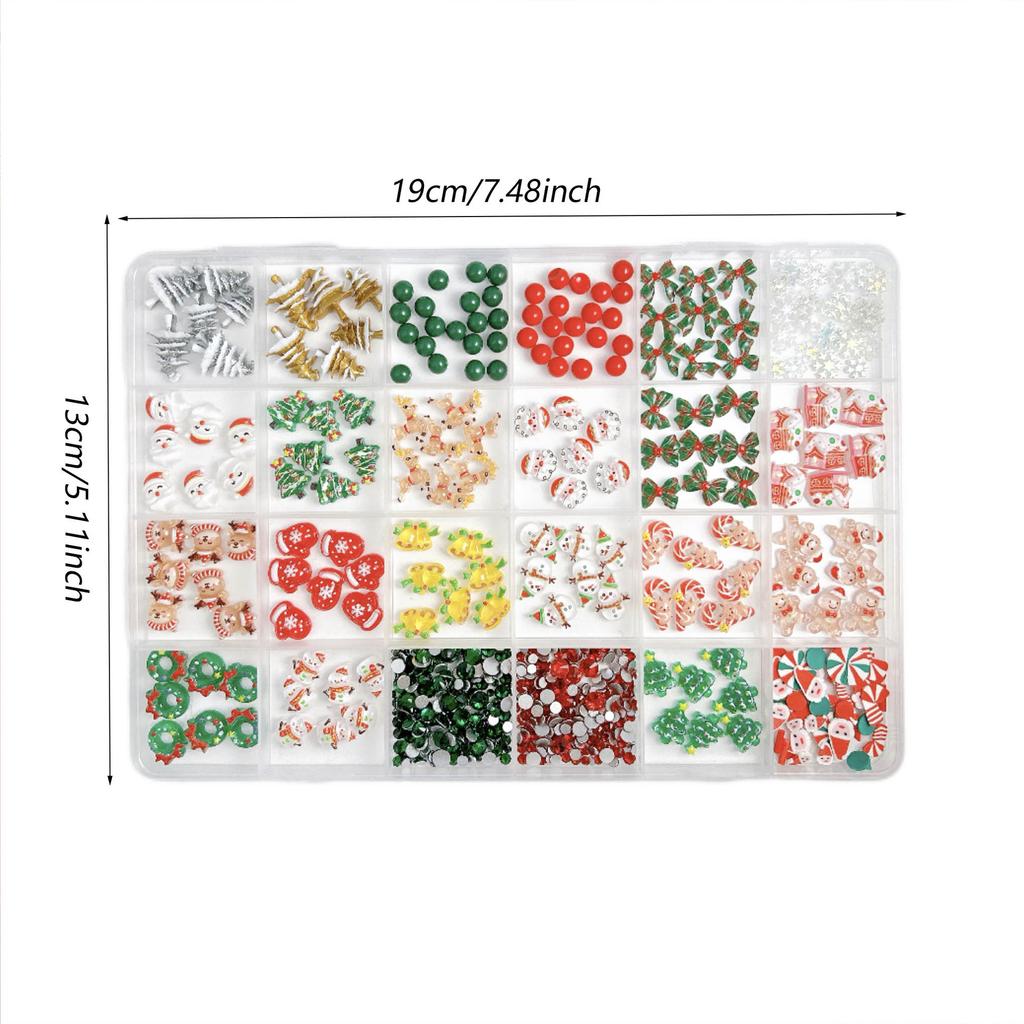 BEPAN Santa Claus Nail Art Decorations for New Year Winter Christmas Pressed Handmade DIY Boxed Wearable Nail Material