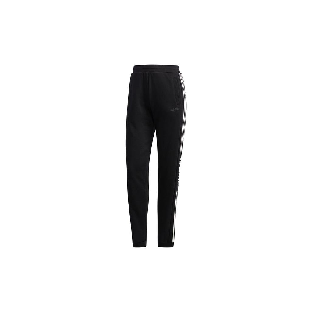 Adidas Neo Knitted Mid-Rise Straight Leg Retro Sports Pants Women Pants Black EI4682