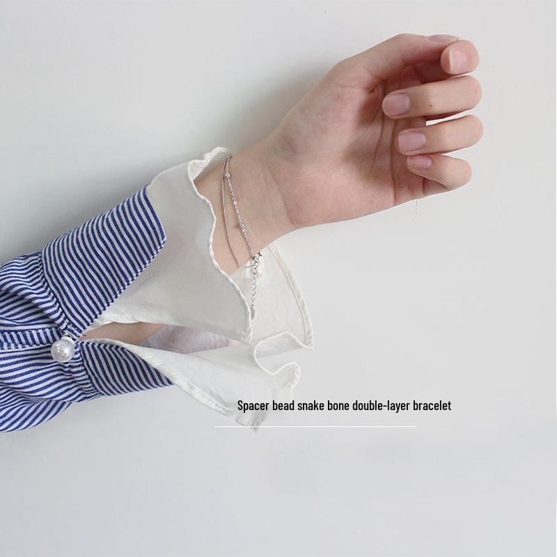 Minimalist Double Layer Geometric Bead Bracelet - Korean Style Women's Accessory