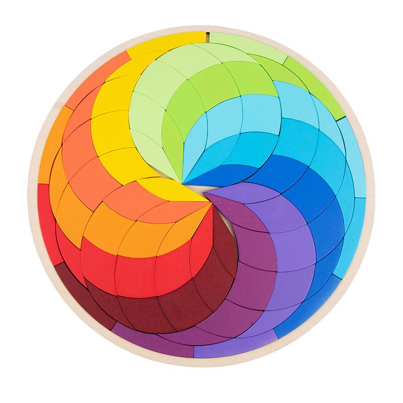 Rainbow Geometric Shape Blocks Puzzle for Early Learning