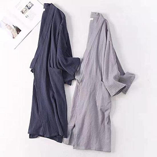 Morgenmantel Doppelgaze Bademantel Baumwolle Handtuch inklusive Handtuchstoff Saugfähig Schnelltrocknend Nach dem Bad Sanfte Textur Baumwollmaterial Unisex Hausanzug