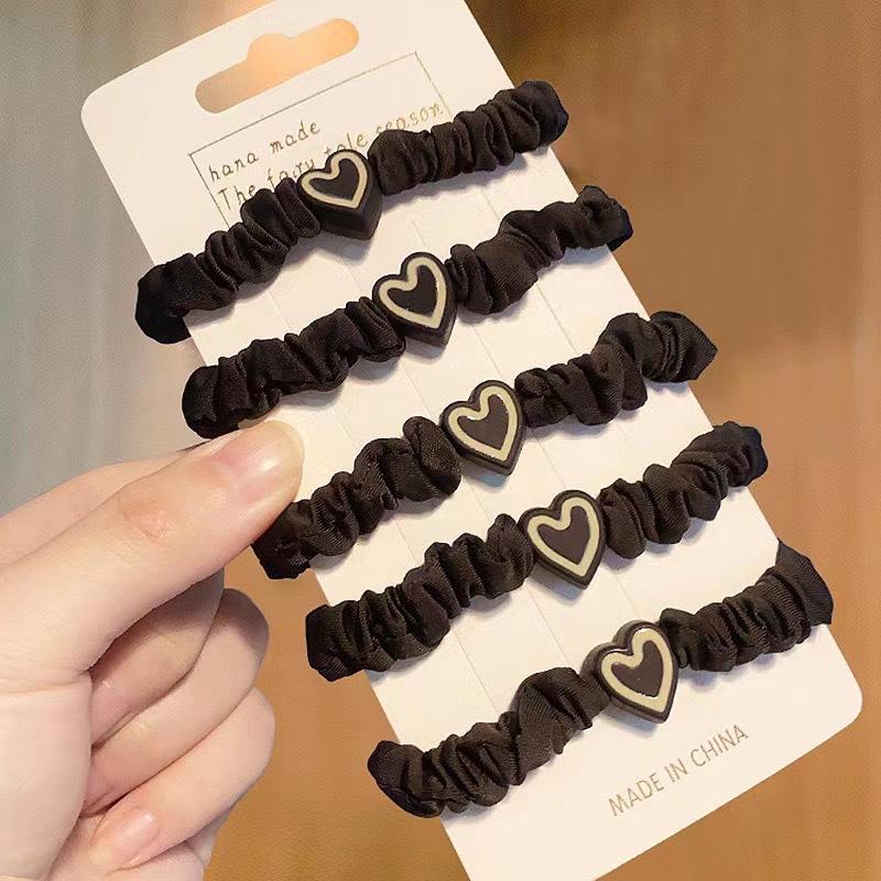 Korean Version Simple Heart Small Intestine Circle Milk Tea Color Hair Tie 2024 New High Elasticity Hair Accessory Hair Rope