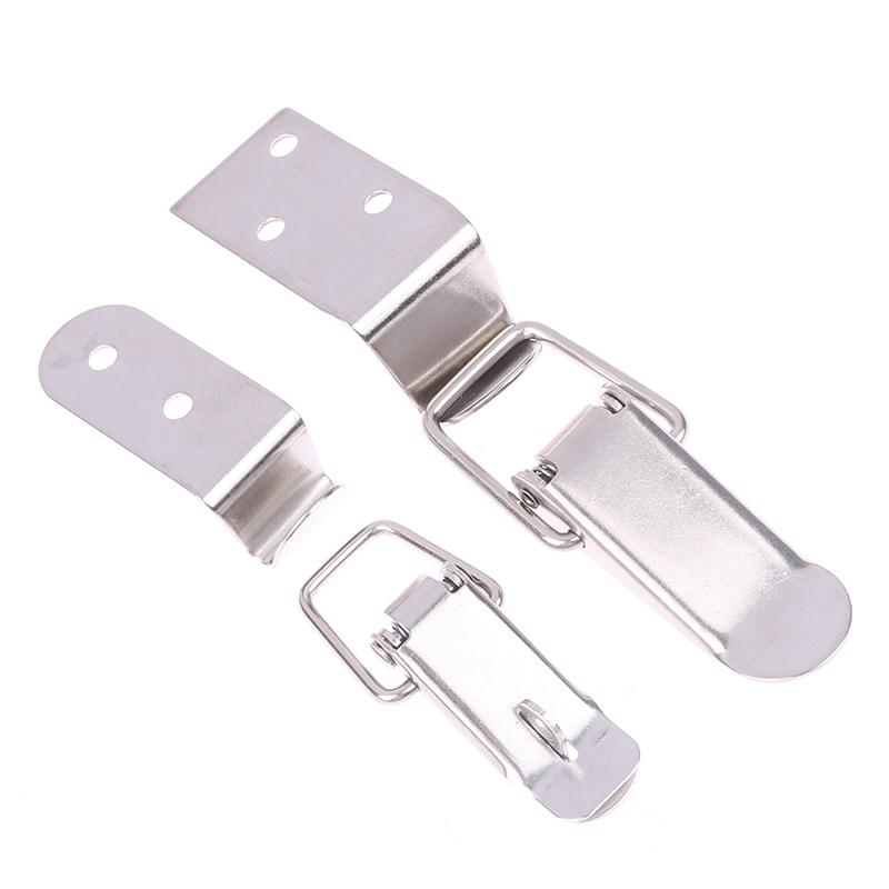 90 Degrees Duck-Mouth Buckle Hook Lock Stainless Steel Spring Loaded Draw Toggle Latch Clamp Clip Silver Hasp Latch Catch Clasp