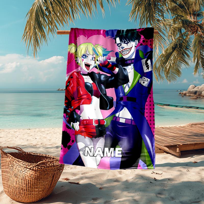 Custom Name Ultra-Soft Beach Towel with Joker Theme,Ideal for Pool - Camping, Diving - Perfect Travel Essential, Vibrant Beach Towel.