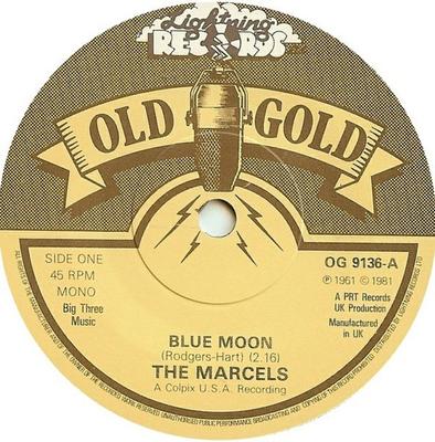 7inch Record MARCELS - Blue Moon OG9136 Old Gold 1981 UK Rock Used