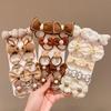 Milk Coffee Color Bow Hair Ties - No Damage Elastic Bands for Little Girls